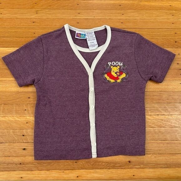 Disney Winnie the Pooh vintage purple short sleeve top/button down - Picture 1 of 5